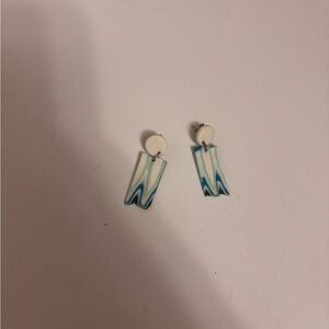 Blue and White Geometric Earrings